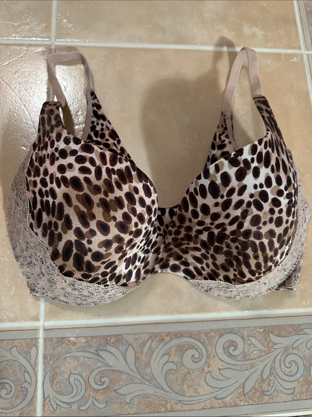 Victoria's Secret Lined Demi Leopard Print Underwire Bra - Beige/Brown